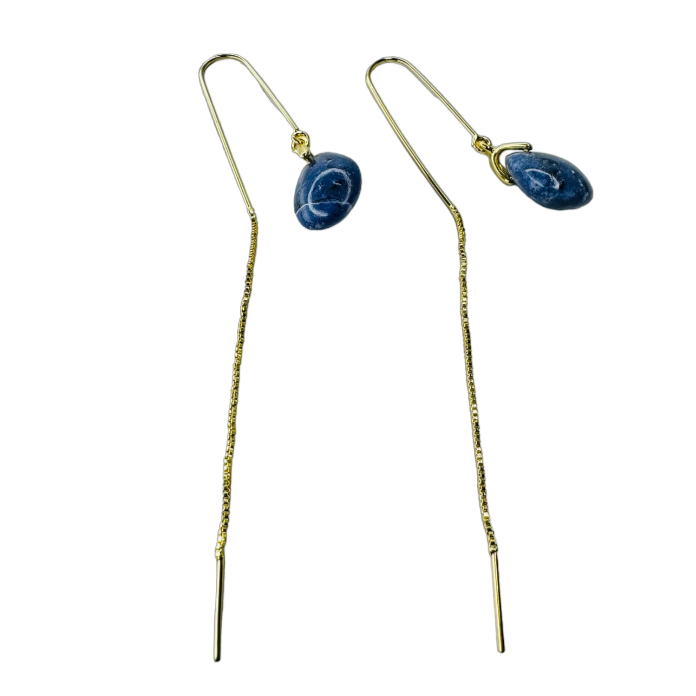 Natural Stone Sodalita (Sodalite) Hook Earring - Gold Plated