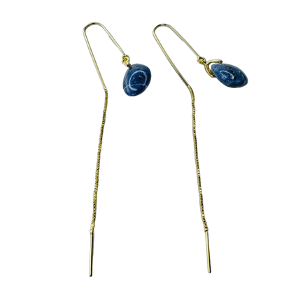 Natural Stone Sodalita (Sodalite) Hook Earring - Gold Plated