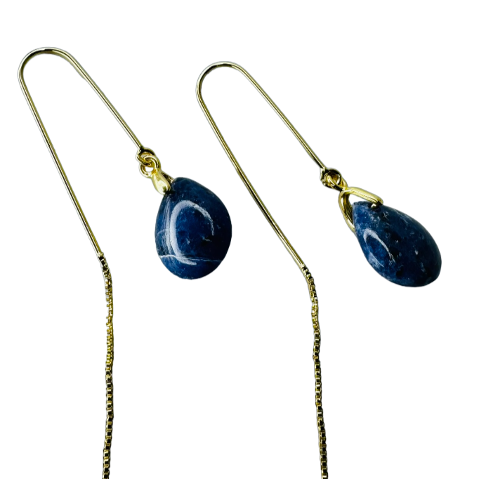 Natural Stone Sodalita (Sodalite) Hook Earring - Gold Plated