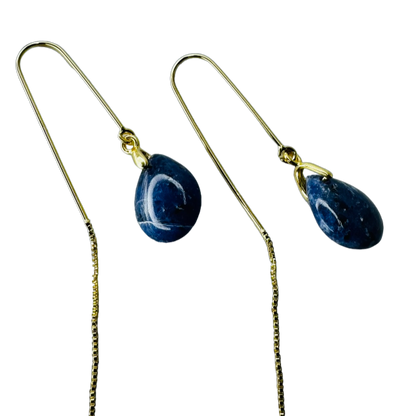 Natural Stone Sodalita (Sodalite) Hook Earring - Gold Plated