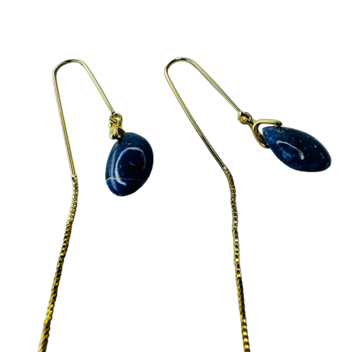 Natural Stone Sodalita (Sodalite) Hook Earring - Gold Plated