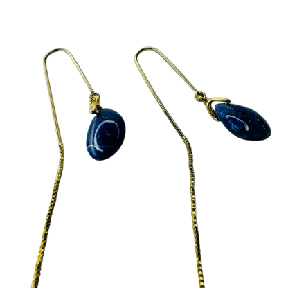 Natural Stone Sodalita (Sodalite) Hook Earring - Gold Plated