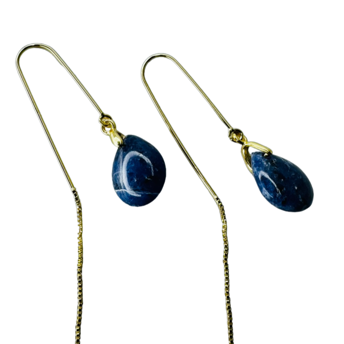 Natural Stone Sodalita (Sodalite) Hook Earring - Gold Plated