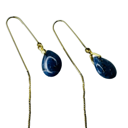 Natural Stone Sodalita (Sodalite) Hook Earring - Gold Plated