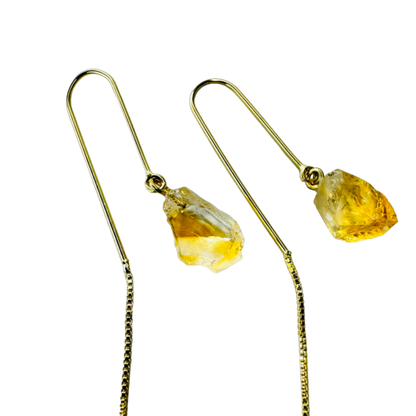 Natural Stone Citrino (Citrine) Hook Earring - Gold Plated