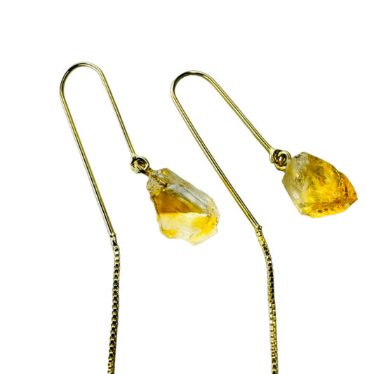 Natural Stone Citrino (Citrine) Hook Earring - Gold Plated