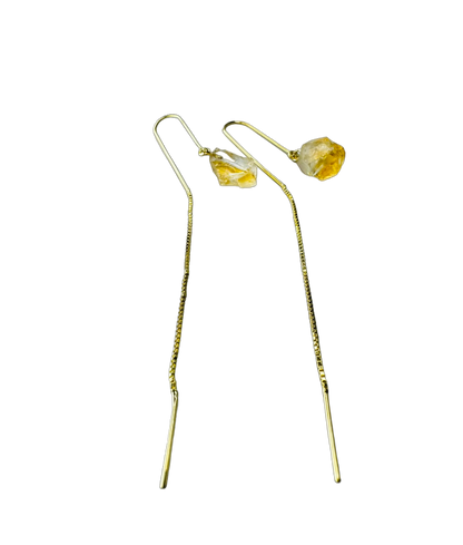 Natural Stone Citrino (Citrine) Hook Earring - Gold Plated