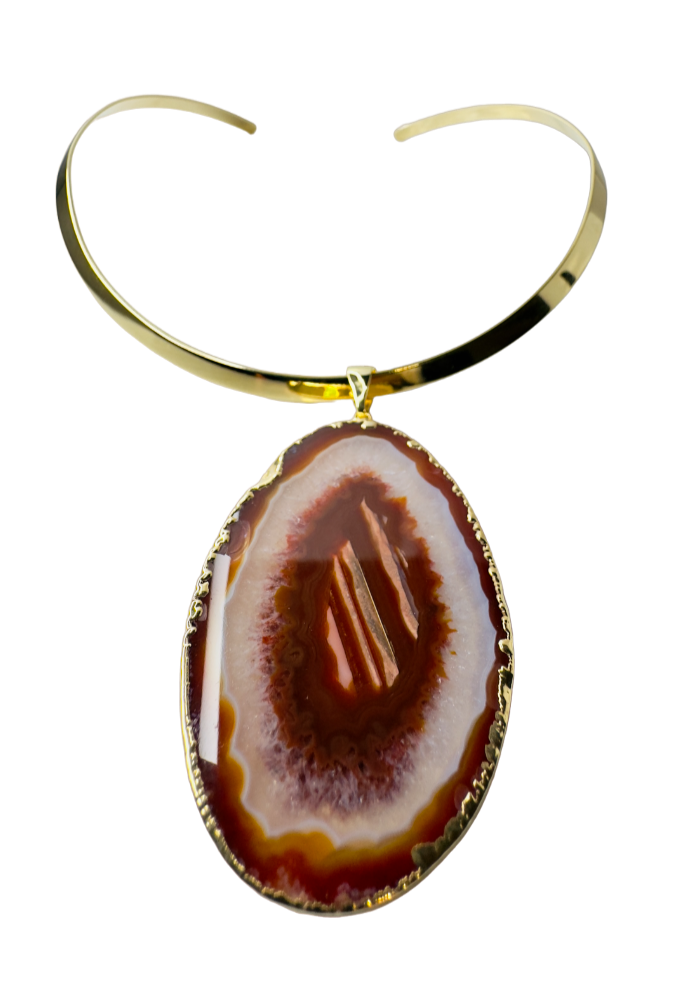 Ágata Orgânica (Organic Agate) Choker Necklace - Gold Plated