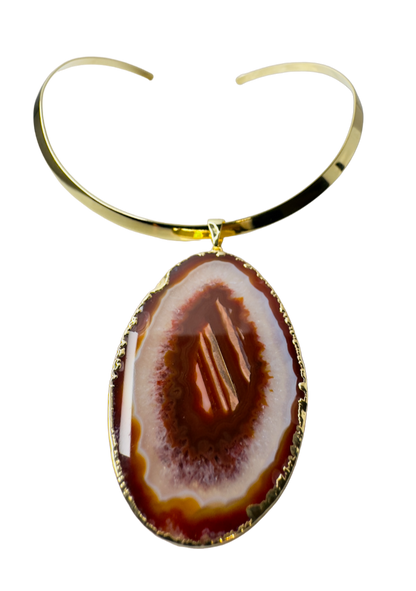 Ágata Orgânica (Organic Agate) Choker Necklace - Gold Plated