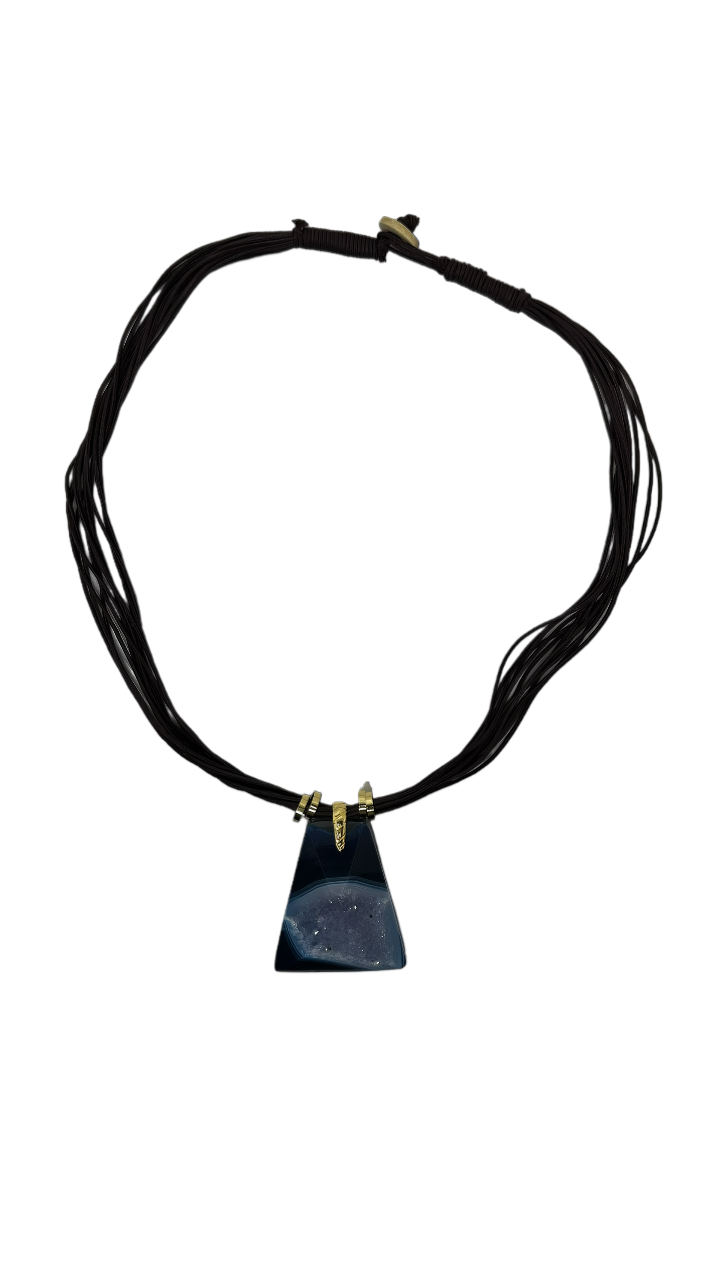 Drusa de Ágata (Agate Druzy) Cotton String Necklace