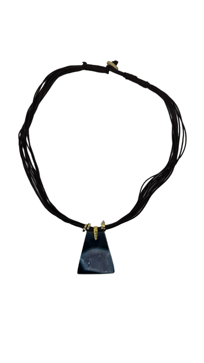 Drusa de Ágata (Agate Druzy) Cotton String Necklace