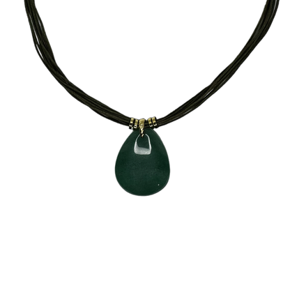 Quartzo Verde (Green Quartz) Cotton String Necklace