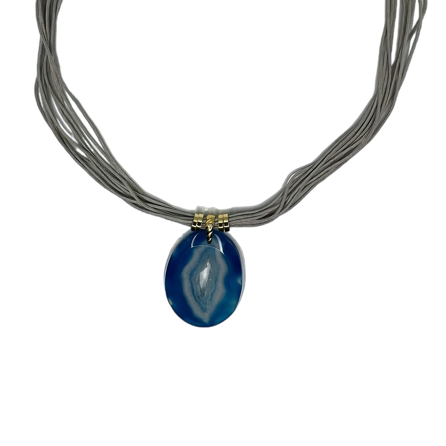 Drusa de Ágata (Agate Druzy) Cotton String Necklace