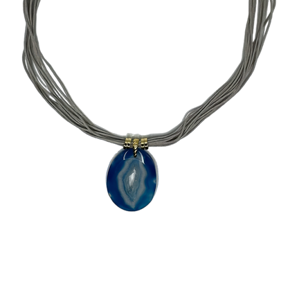 Drusa de Ágata (Agate Druzy) Cotton String Necklace