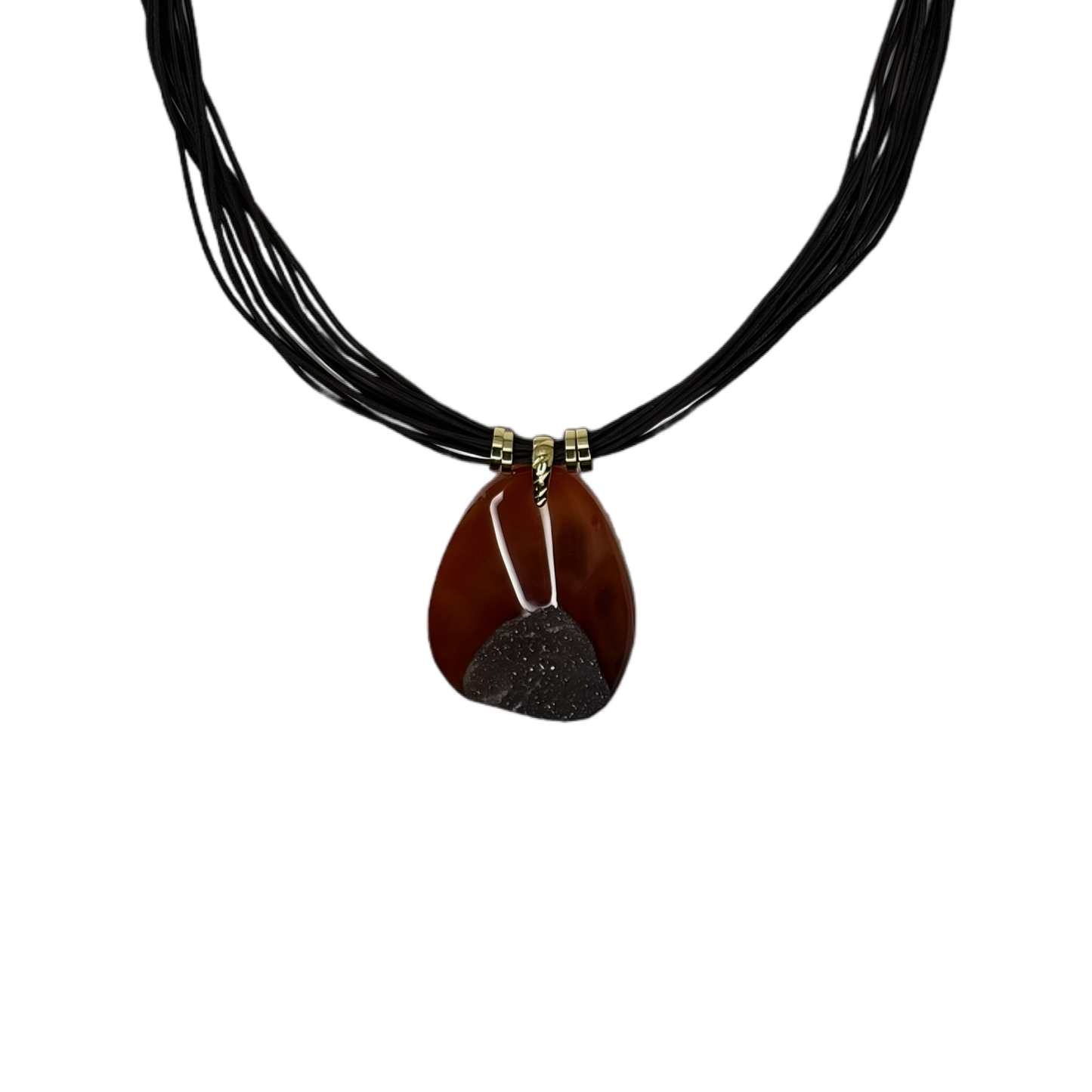 Drusa de Ágata (Agate Druzy) Cotton String Necklace