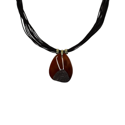 Drusa de Ágata (Agate Druzy) Cotton String Necklace