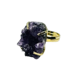 Drusa de Ametista (Amethyst Druzy) Ring - Gold Plated