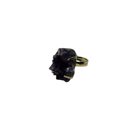 Drusa de Ametista (Amethyst Druzy) Ring - Gold Plated