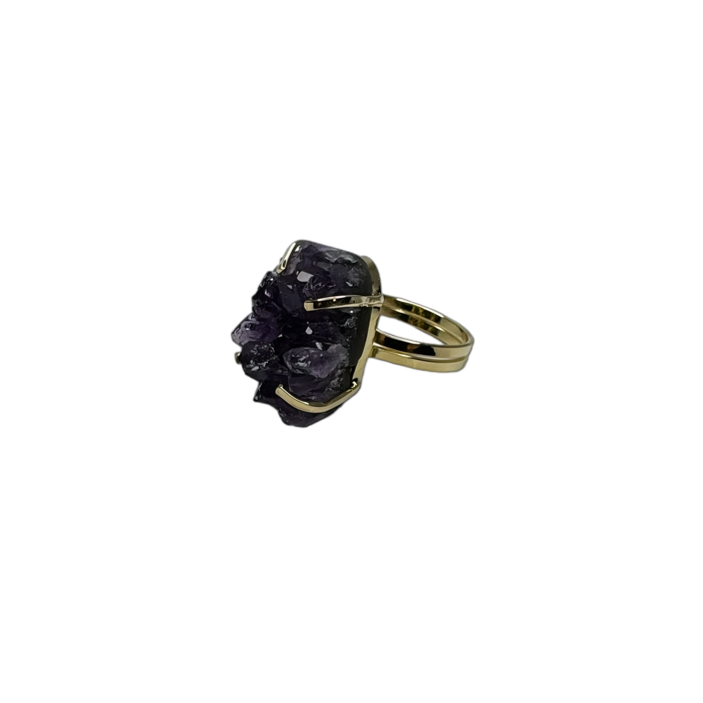 Drusa de Ametista (Amethyst Druzy) Ring - Gold Plated