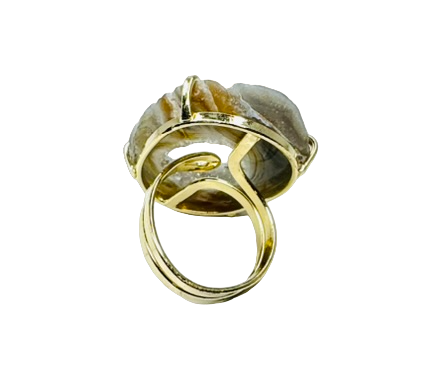 Geodo de Ágata (Agate Geode) Ring - Gold Plated