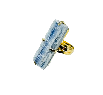 Cianita Azul (Blue Kyanite) Ring - Gold Plated