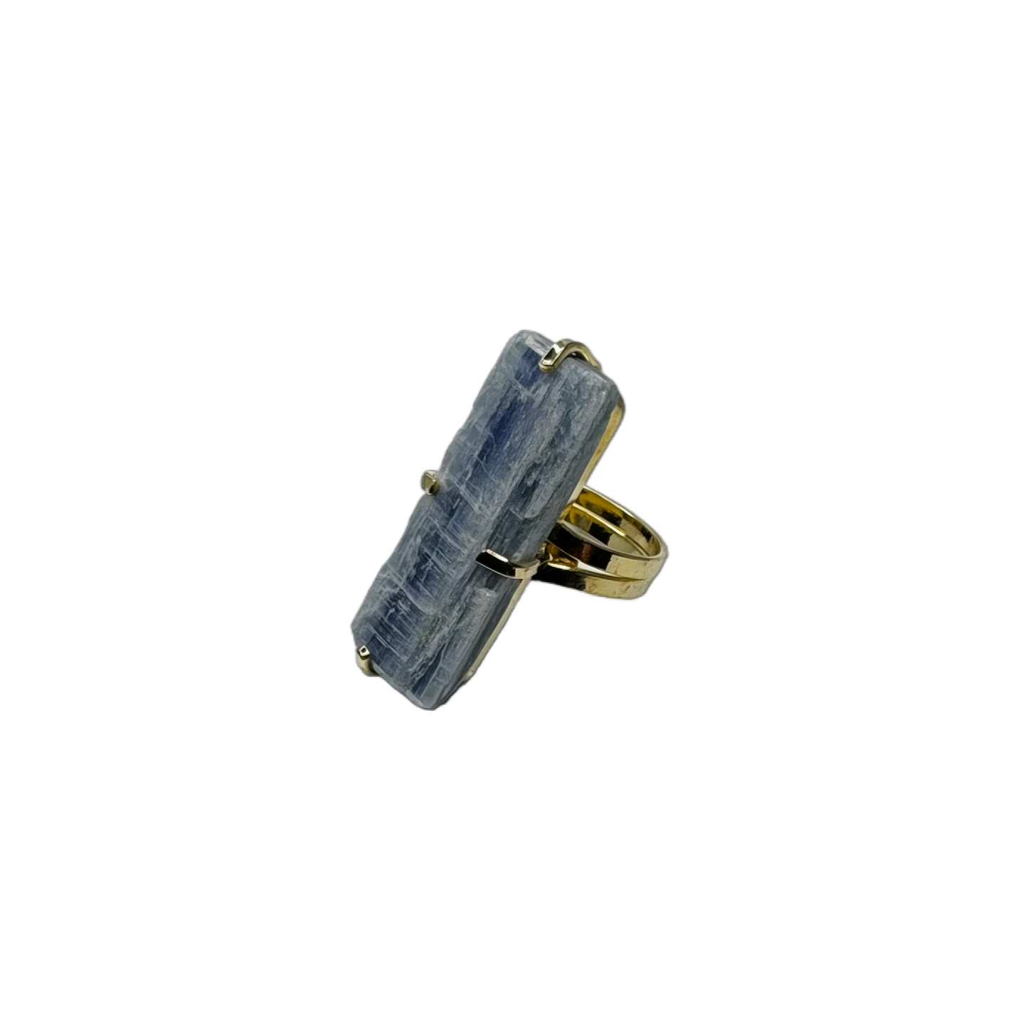 Cianita Azul (Blue Kyanite) Ring - Gold Plated