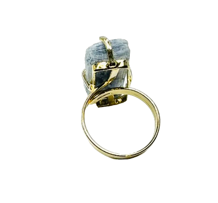 Cianita Azul (Blue Kyanite) Ring - Gold Plated