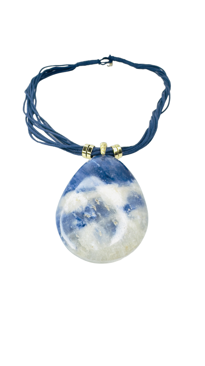 Sodalita (Sodalite) Cotton String Necklace