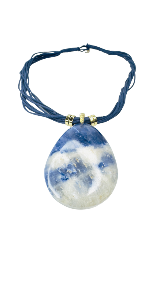 Sodalita (Sodalite) Cotton String Necklace