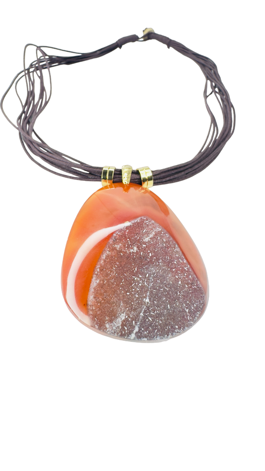 Drusa de Ágata (Agate Druzy) Cotton String Necklace