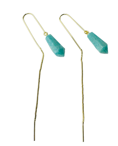 Natural Stone Quartzo Verde (Green Quartz) Hook Earring - Gold Plated