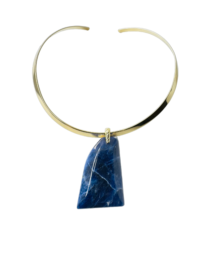 Sodalita (Sodalite) Choker Necklace - Gold Plated