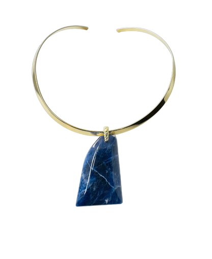 Sodalita (Sodalite) Choker Necklace - Gold Plated