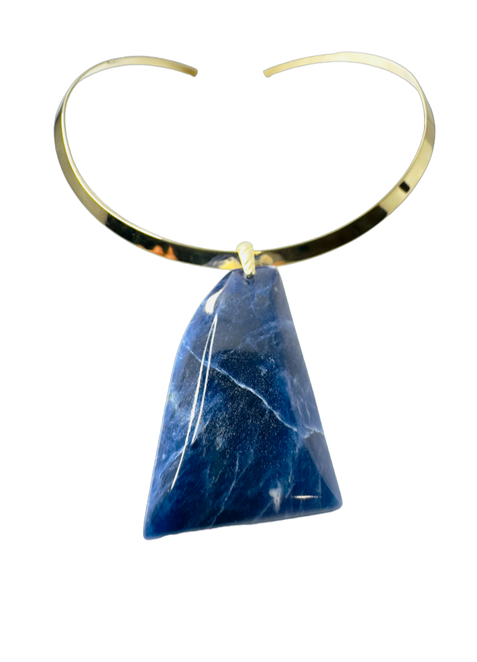 Sodalita (Sodalite) Choker Necklace - Gold Plated