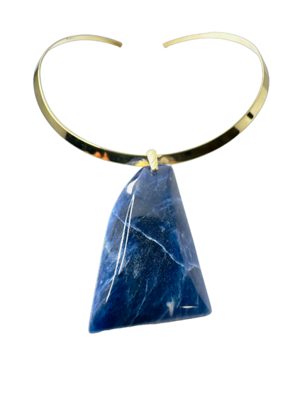 Sodalita (Sodalite) Choker Necklace - Gold Plated