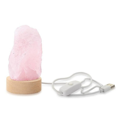 LÂMPADA DE QUARTZO ROSA COM PEDRA NATURAL LUZ BRANCA (11090017)