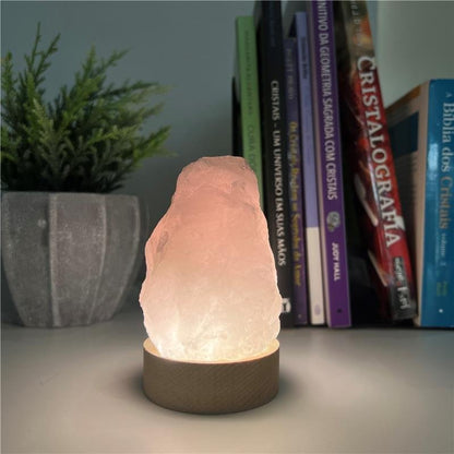 ROSE QUARTZ LAMP WITH WHITE LIGHT NATURAL STONE (11090017)