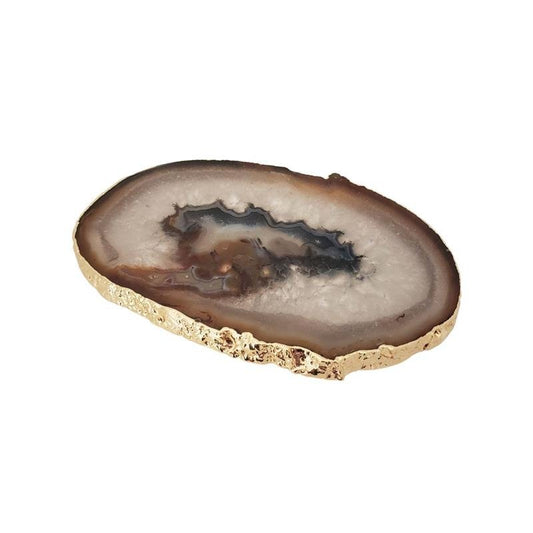 OVAL TRAY NATURAL AGATE GOLDEN BORDER (11040029)