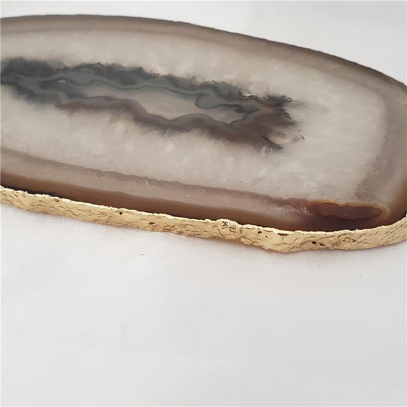 OVAL TRAY NATURAL AGATE GOLDEN BORDER (11040029)